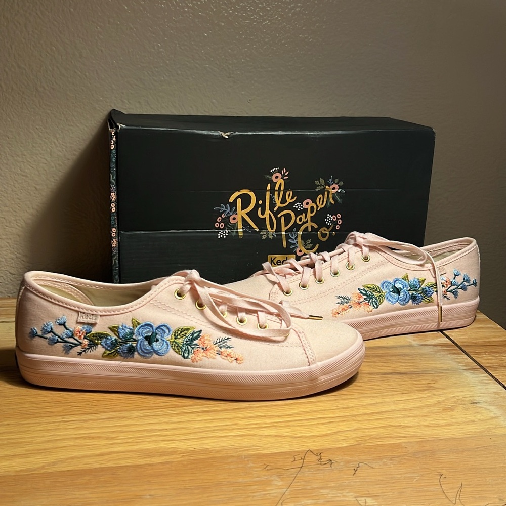 Size 10 Pink Floral Rifle Paper Co. Keds